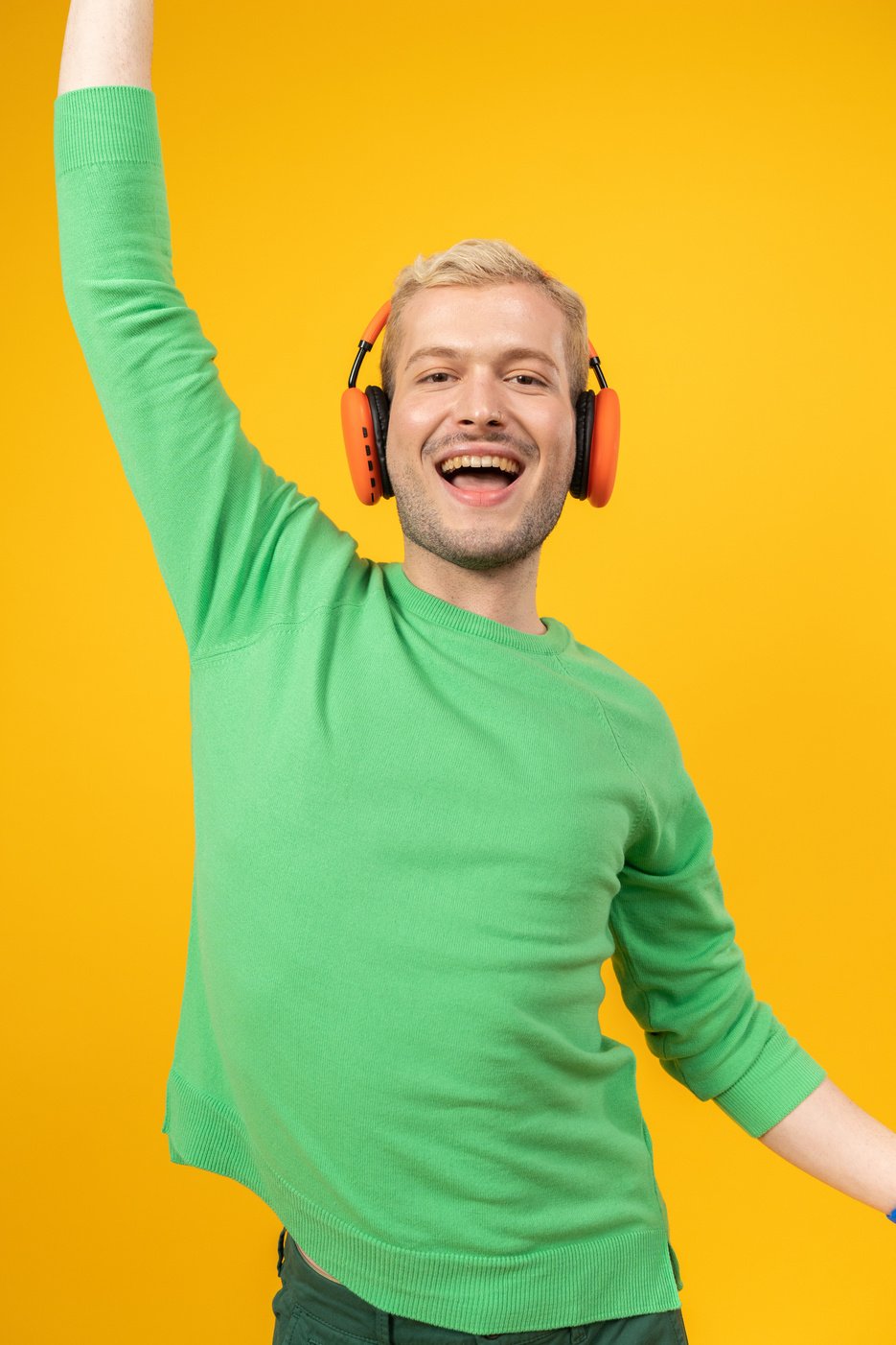 Tech Humans Portrait of Happy Man with Headphones